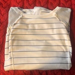 lululemon long sleeve cream with blue ruffle